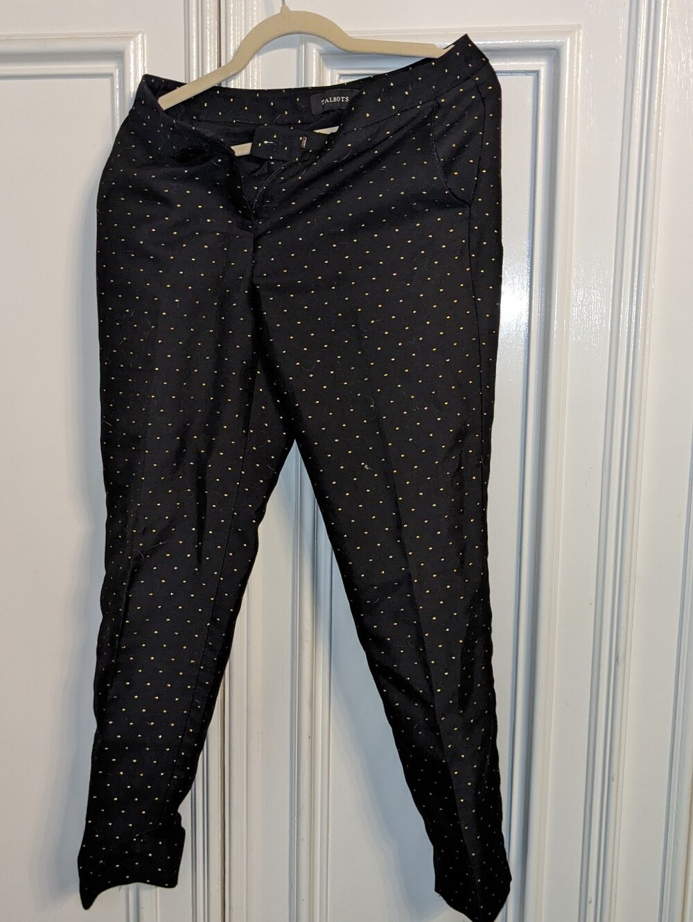 Talbots Black Gold Metallic Dot Slim Ankle Pants Women’s Size 4